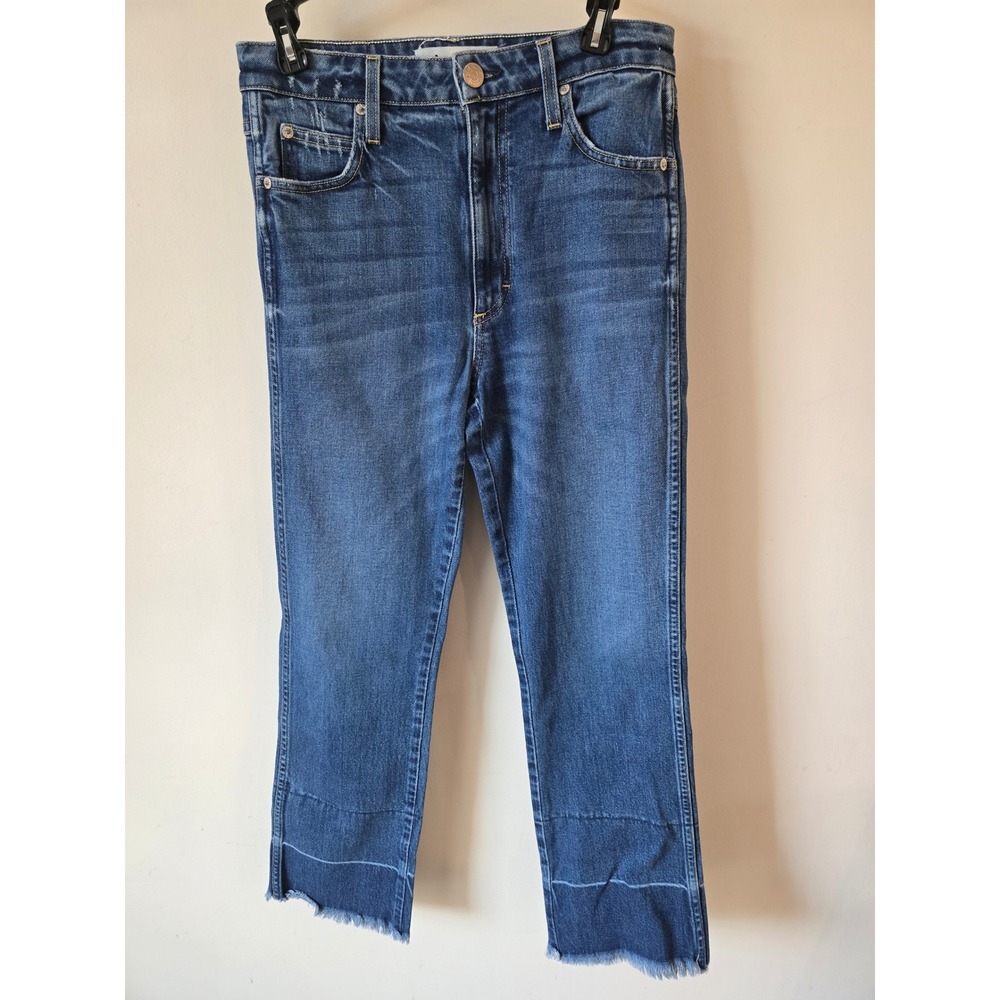 AMO Bella High Rise Straight Leg‎ Jeans Shades of Blue Raw Hem Size 28